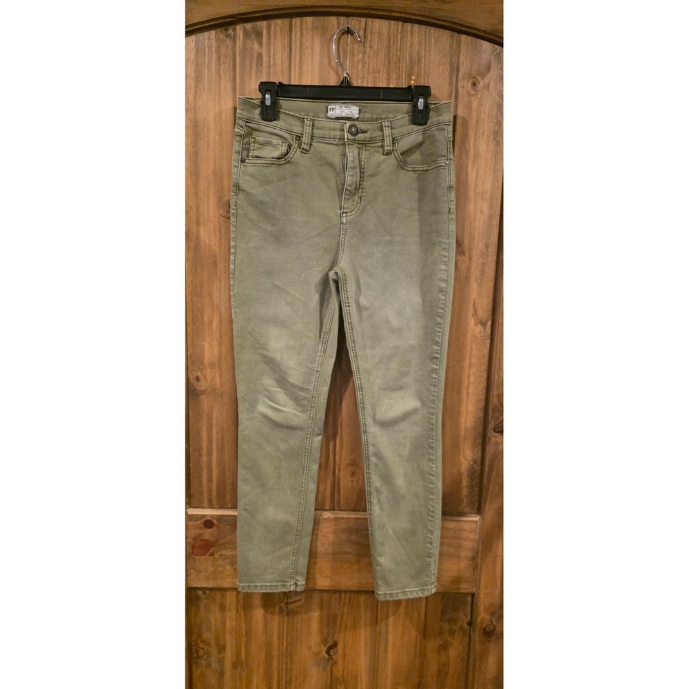 Free People Skinny Jeans Womens 29 Green Denim Stretch 5-Pockets Comfort Outdoor
